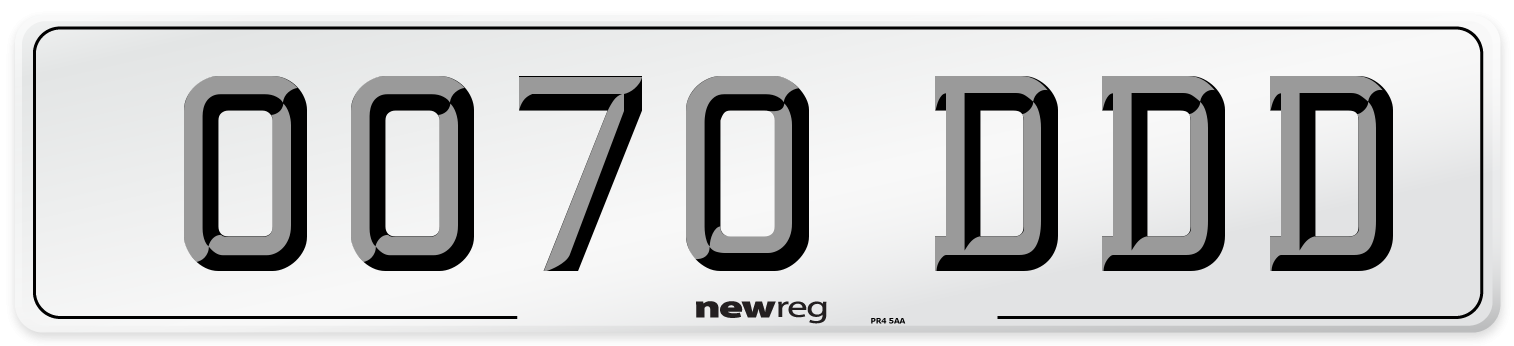 OO70 DDD Number Plate from New Reg